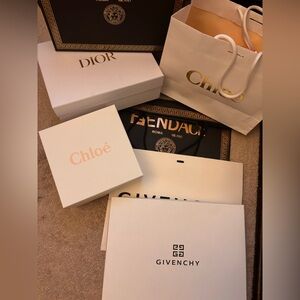 Designer shopping bags with boxes